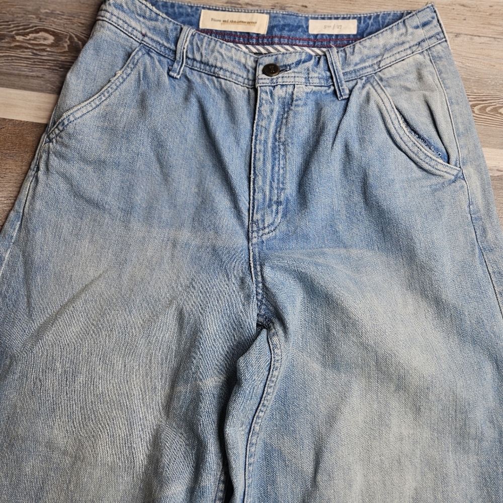 Pilco Ultra High Rise Wide Leg Bleached Hem Jeans Size 27 Anthropologie - Picture 7 of 14